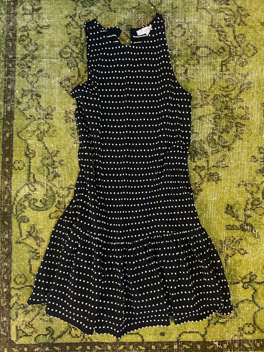 LOFT Black Dress with White Polka Dot Texture